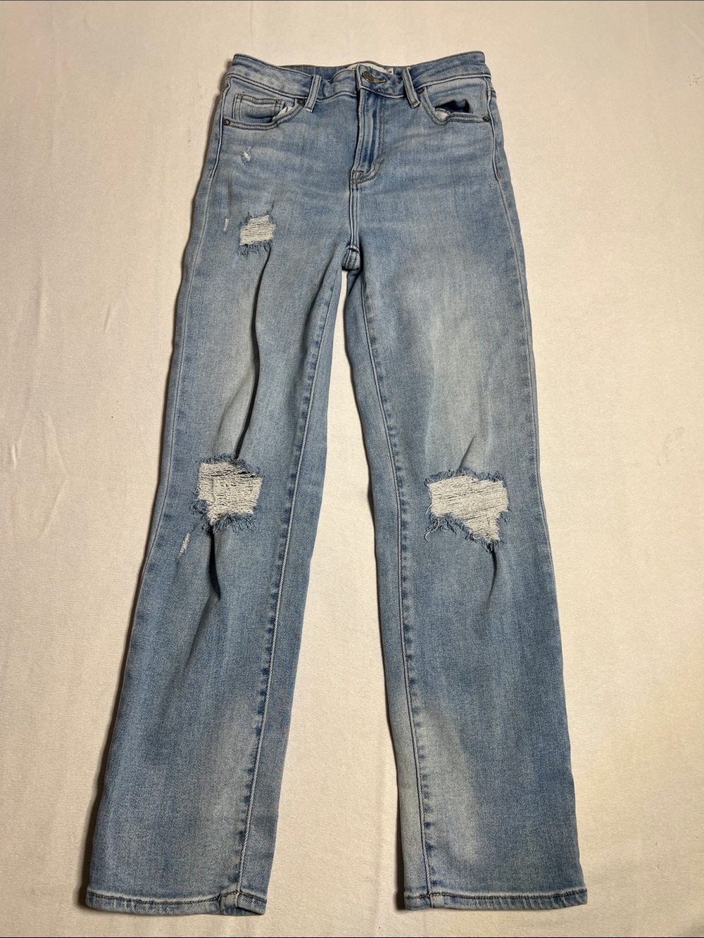 Distressed Light Blue Straight-Leg Women's Jeans